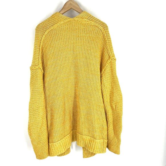 🍂🍁Free People 🤩 Oversized Sweater Womens Mustard Yellow High Hopes Cardigan🥰 - Picture 5 of 9